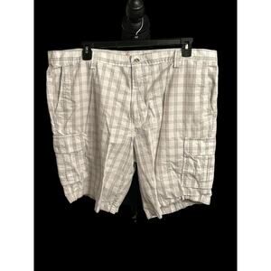 Dockers Men's Shorts Size 44 Plaid Gray And‎ White Cotton